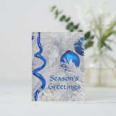 Cartes Pour Fêtes Annuelles Les ornements bleus de Noël cutomize (Debout devant)