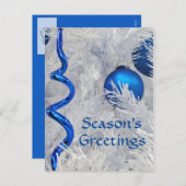 Cartes Pour Fêtes Annuelles Les ornements bleus de Noël cutomize (Devant / Derrière)