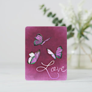 Cartes Pour Fêtes Annuelles Les papillons roses de Valentine volent romantique