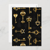 Cartes Pour Fêtes Annuelles Les Patters de Seamless avec Golden Keys (Devant / Derrière)