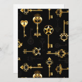 Cartes Pour Fêtes Annuelles Les Patters de Seamless avec Golden Keys (Devant / Derrière)