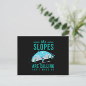 Cartes Pour Fêtes Annuelles Les Pistes Appelent Skier Ski Snowboard (Debout devant)