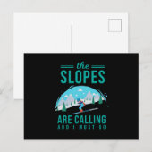 Cartes Pour Fêtes Annuelles Les Pistes Appelent Skier Ski Snowboard (Devant / Derrière)