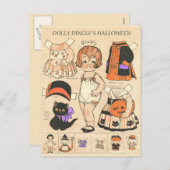 Cartes Pour Fêtes Annuelles Les poupées en papier d'Halloween de Dolly Dingle  (Devant / Derrière)