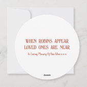 Cartes Pour Fêtes Annuelles Les Robins Apparaissent Quand Les Chers Aimés Sont (Dos)
