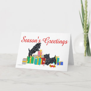 Cartes Pour Fêtes Annuelles Les Scotties trient les cadeaux de Noël