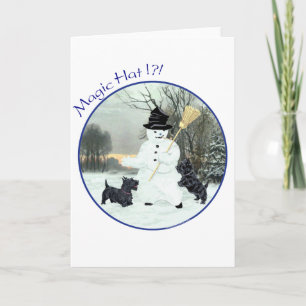 Cartes Pour Fêtes Annuelles Les Scottish Terriers construisent un bonhomme de