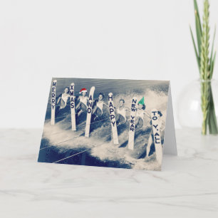 Cartes Pour Fêtes Annuelles Les skieurs apportant la gaieté de vacances!