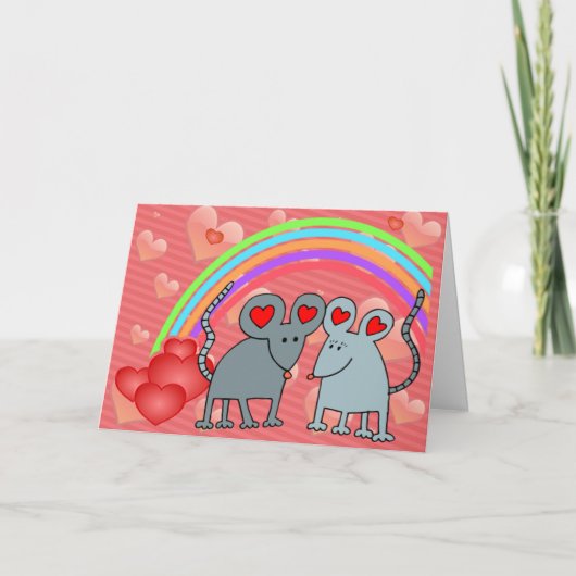 Cartes Pour Fêtes Annuelles Les souris en amour Valentines (Devant)