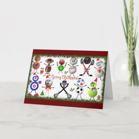 Cartes Pour Fêtes Annuelles Les sports ont rempli Joyeux Noël (Devant)