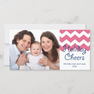 Cartes Pour Fêtes Annuelles Les vacances de chevron rose applaudissent Noël ph