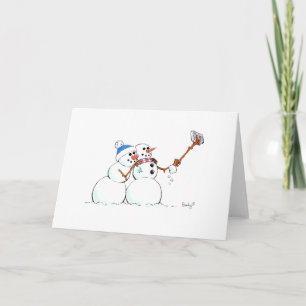 Cartes Pour Fêtes Annuelles Les vacances Selfie du bonhomme de neige