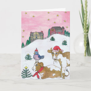 Cartes Pour Fêtes Annuelles Les Vaches Reviennent À La Maison Pour Noël