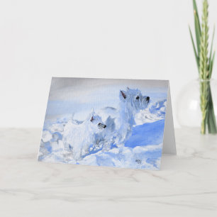 Cartes Pour Fêtes Annuelles Les Westies aiment l'hiver