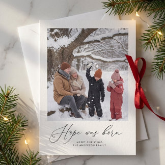 Cartes Pour Fêtes Annuelles L'espérance est née | Photo de famille religieuse
