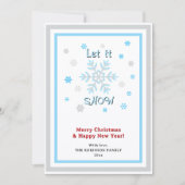 Cartes Pour Fêtes Annuelles Let It Snow Gray Blue Snowflakes Red INSERT PHOTO (Devant)