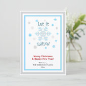 Cartes Pour Fêtes Annuelles Let It Snow Gray Blue Snowflakes Red INSERT PHOTO (Debout devant)