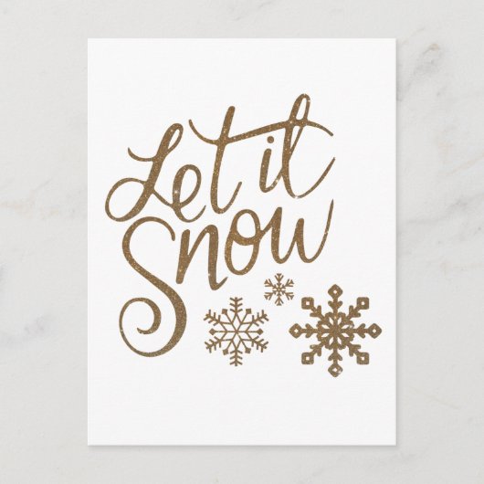 Cartes Pour Fêtes Annuelles "Let it Snow" Parties scintillant d'or de Noël (Devant)