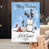 Cartes Pour Fêtes Annuelles Let It Snow Snowman Joyeux Noël 3 Photo