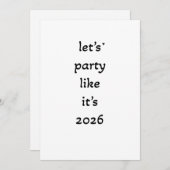 Cartes Pour Fêtes Annuelles Let's party like it's 2026 - minimalistic card (Devant / Derrière)