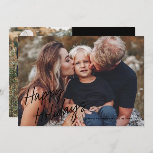 Cartes Pour Fêtes Annuelles Lettrage de script moderne 2 photo (Devant / Derrière)
