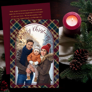Cartes Pour Fêtes Annuelles Lettre de Noël avec photo à carreaux aux baies de