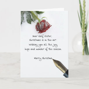 Cartes Pour Fêtes Annuelles Lettre de Noël de la demi-soeur sur papier rose de