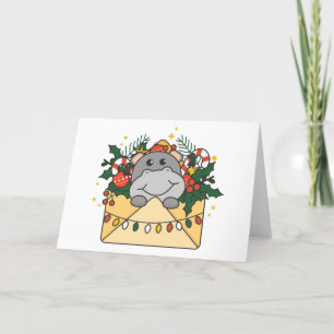 Cartes Pour Fêtes Annuelles Lettre de Noël Hippopotame Animaux d'Hiver Hippopo