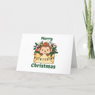 Cartes Pour Fêtes Annuelles Lettre de Noël singe Animaux d'hiver Singes