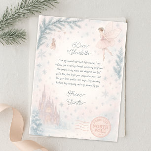 Cartes Pour Fêtes Annuelles Lettre de Père Noël - Fée Sugar Plum Féerique Fémi