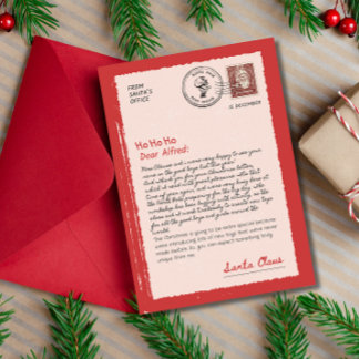 Cartes Pour Fêtes Annuelles Lettre de Père Noël Vintage Editable Père Noël