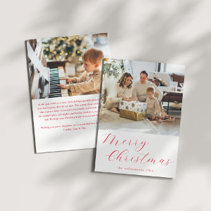 Cartes Pour Fêtes Annuelles Lettre de photo de Noël simple rouge Script