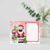 Cartes Pour Fêtes Annuelles Lettre de Santa et lutin en masques de Santa (Debout devant)