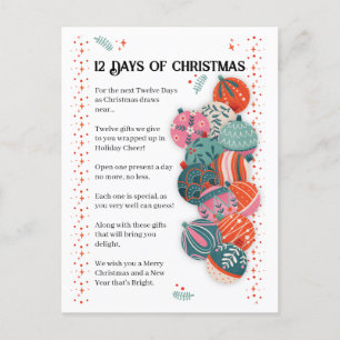 Cartes Pour Fêtes Annuelles Lettre des 12 Jours de Noël