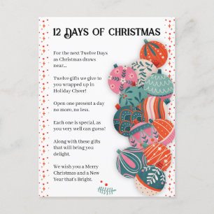 Cartes Pour Fêtes Annuelles Lettre des 12 Jours de Noël