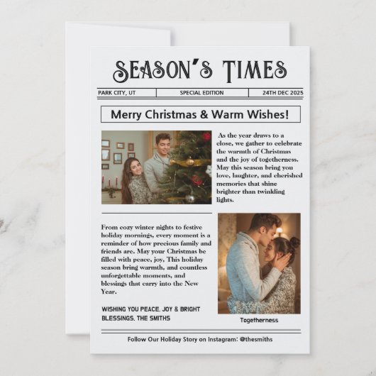 Cartes Pour Fêtes Annuelles Lettre d'information Arch Photo Collage Noël (Devant)