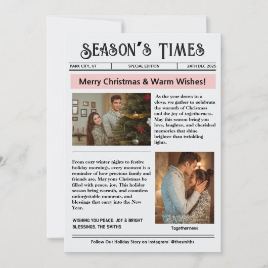 Cartes Pour Fêtes Annuelles Lettre d'information Archives Photo Collage Noël (Devant)