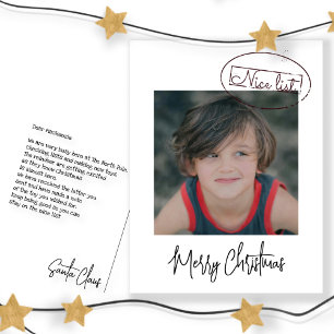 Cartes Pour Fêtes Annuelles Lettre du Père Noël Liste Nice Photo Noël