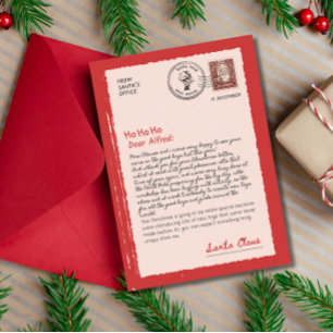 Cartes Pour Fêtes Annuelles Lettre du Père Noël Vintage Editable Lettre du Pèr