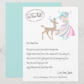 Cartes Pour Fêtes Annuelles Lettre Girl Reindeer De Père Noël Personnalisée (Devant / Derrière)