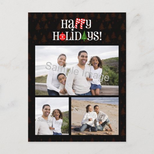 Cartes Pour Fêtes Annuelles LETTRE Joyeuses VACANCES Icônes (Devant)