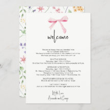 Lettre Mariage à fleurs Bow Bienvenue Sac Itinérai