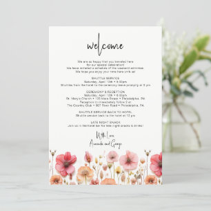 Cartes Pour Fêtes Annuelles LETTRE mariage SAC DE BIENVENUE Fleur sauvage Itin