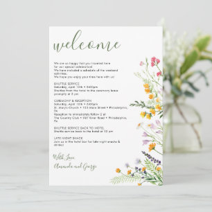 Cartes Pour Fêtes Annuelles LETTRE mariage SAC DE BIENVENUE Fleur sauvage Itin