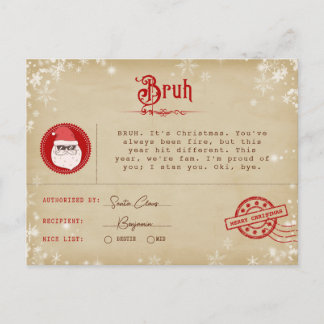 Cartes Pour Fêtes Annuelles Lettre père Noël au Telegram de Noël Ado