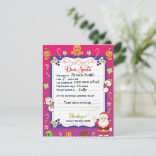 Cartes Pour Fêtes Annuelles Lettre personnalisée envoyée au Père Noël