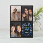 Cartes Pour Fêtes Annuelles LETTRE PHOTO HEUREUSE HANOUKKA CUSTOM 3 Dessinée À (Debout devant)