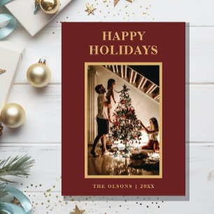 CARTES POUR FÊTES ANNUELLES LETTRE ROUGE ET PHOTO MINILAISE CLASSIQUE