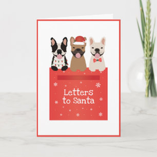 Cartes Pour Fêtes Annuelles Lettres Aux Bulldogs Français De Père Noël