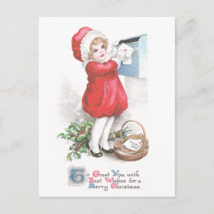 Cartes Pour Fêtes Annuelles Lettres d'affichage de filles Noël vintage